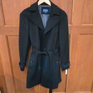 Pendleton Women's Wool Coat Beautiful Black Size 12, With Belt, New With Tags